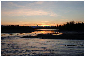 Fly Fishing Guides Flies Fishermen Gear Alaska Sunset 8-2011